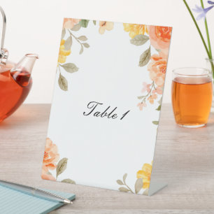 ORANGE FLORAL BOTANICAL TABLE NUMBER SIGN