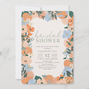 Orange Floral Bridal Shower Invitation