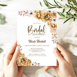 Orange Floral Bridal Shower Invitation