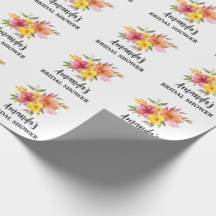  Orange Floral Bridal shower  Wrapping Paper