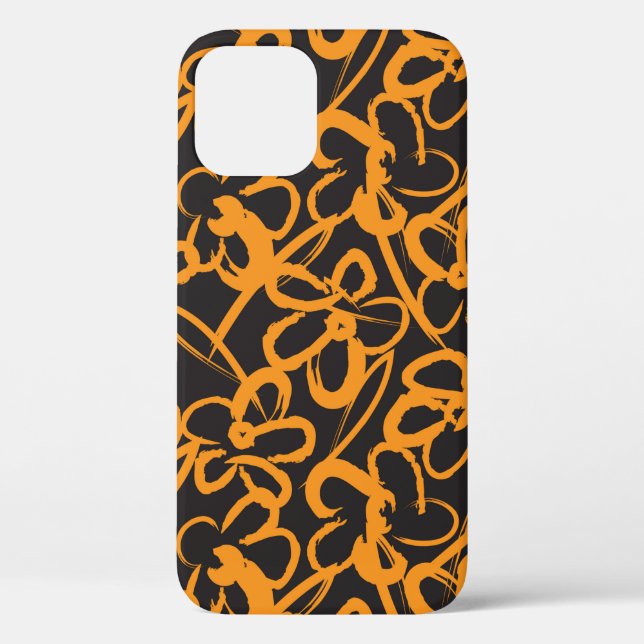 Orange Floral brush strokes seamless pattern backg Case-Mate iPhone Case (Back)