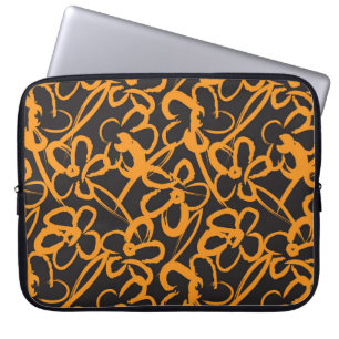 Orange Floral brush strokes seamless pattern backg Laptop Sleeve