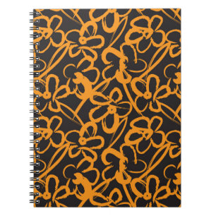 Orange Floral brush strokes seamless pattern backg Notebook