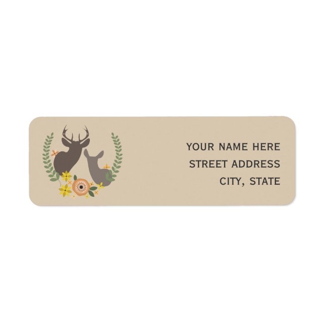 Orange Floral Deer Address Label (Front)