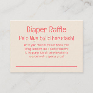 Orange Floral Diaper Raffle Instructions & Ticket Enclosure Card
