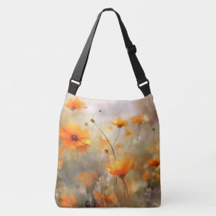 Orange Floral Dream Background Texture Crossbody Bag