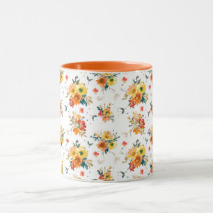 Orange Floral Fall  Mug