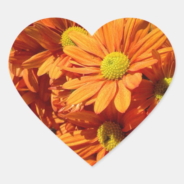 Orange floral heart sticker (Front)