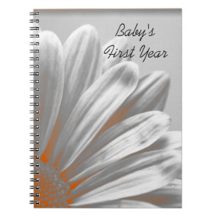 Orange Floral Highlight Baby's First Year Spiral Notebook