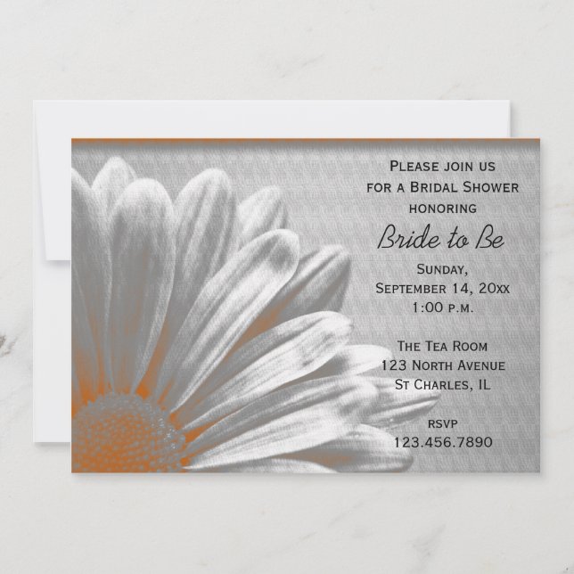 Orange Floral Highlights Bridal Shower Invitation (Front)