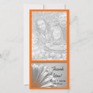 Orange Floral Highlights Wedding Thank You Card