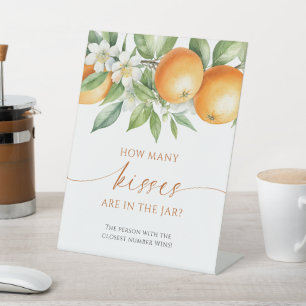 Orange Floral How Many Kisses Are In The Jar  Pedestal Sign