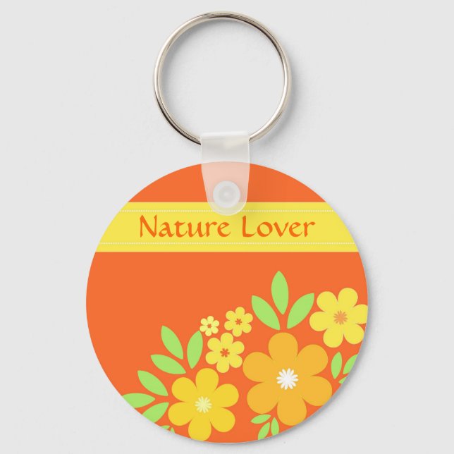 Orange floral - Keychain (Front)
