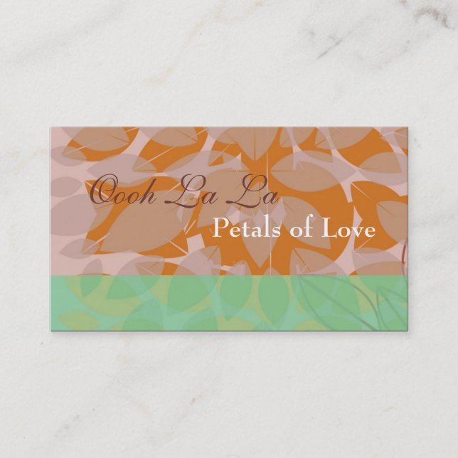 Orange Floral Leaf Foliage Interior Business Card (Front)