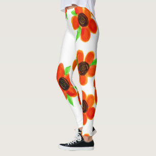 Orange Floral Leggings