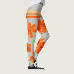 Orange Floral Leggings