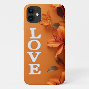 Orange Floral LOVE Design Case-Mate iPhone Case