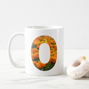 Orange Floral O Monogram   Custom Text Coffee Mug