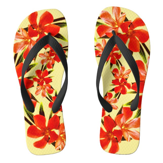 Orange Floral | Oleander Flip Flops (Footbed)