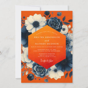 Orange Floral Opulence Wedding Invitation