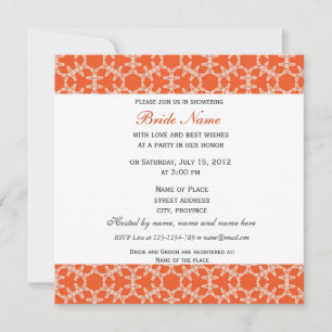 Orange floral pattern bridal shower invitation. invitation