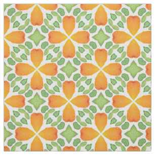 Orange floral pattern flower mosaic retro 60s 70s fabric