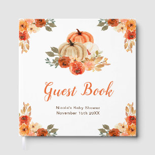 Orange Floral Pumpkin Baby Shower Guest Book