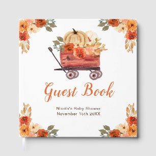 Orange Floral Pumpkin Truck Baby Shower Guest Book
