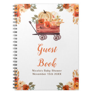 Orange Floral Pumpkin Truck Baby Shower Guest Book