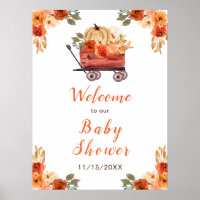 Orange Floral Pumpkin Truck Baby Shower