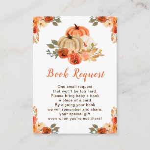 Orange Floral Pumpkins Baby Shower Book Request Enclosure Card
