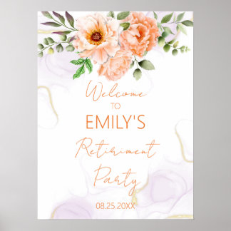 Orange Floral Retirement Party Welcome Sign