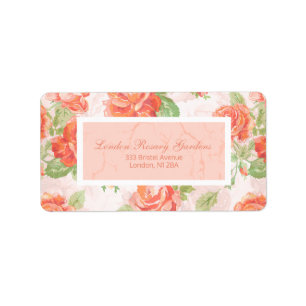 Orange floral rose return labe label