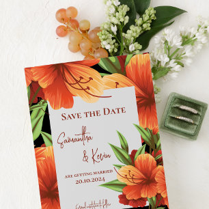 Orange Floral Rustic Boho Wedding Save The Date