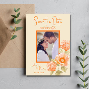 Orange Floral Save the Date Wedding Invitation