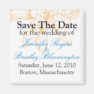 Orange Floral Save The Date Wedding Magnets Favour