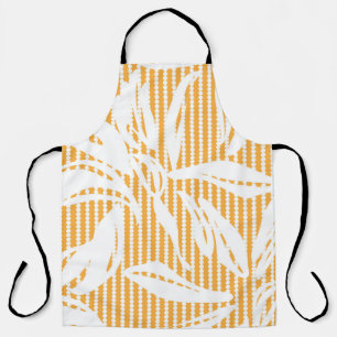 Orange Floral seamless pattern with striped backgr Apron