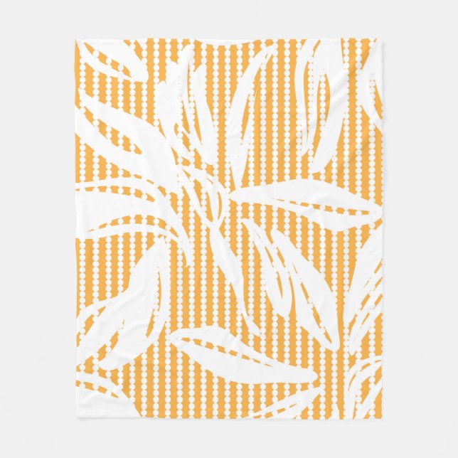 Orange Floral seamless pattern with striped backgr Fleece Blanket (Front)