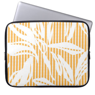 Orange Floral seamless pattern with striped backgr Laptop Sleeve