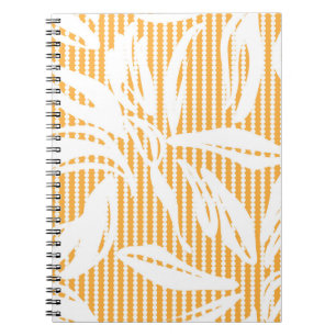 Orange Floral seamless pattern with striped backgr Notebook