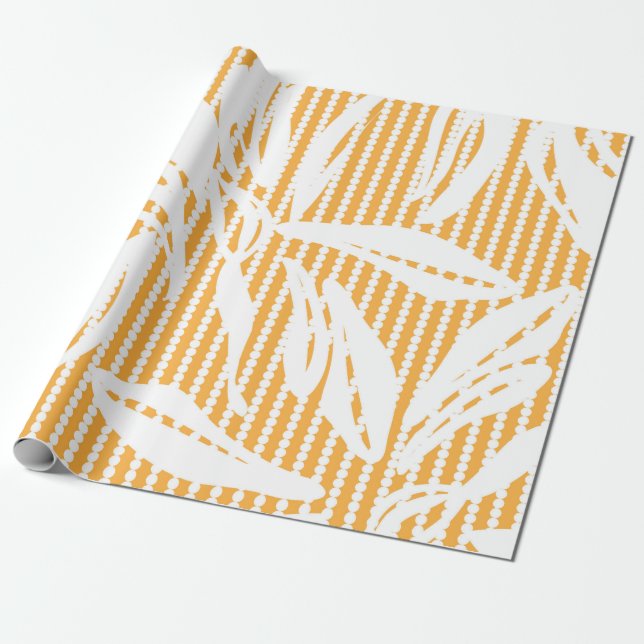 Orange Floral seamless pattern with striped backgr Wrapping Paper (Unrolled)