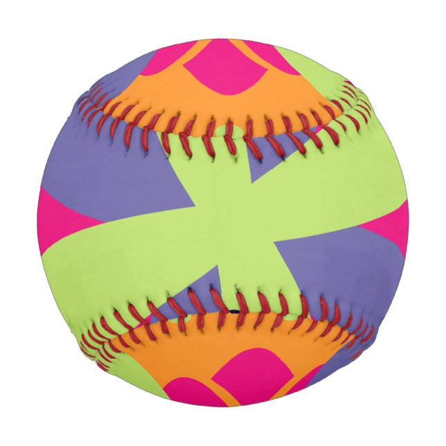 Orange floral shapes illustration baseball (Front)