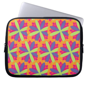 Orange floral shapes illustration laptop sleeve