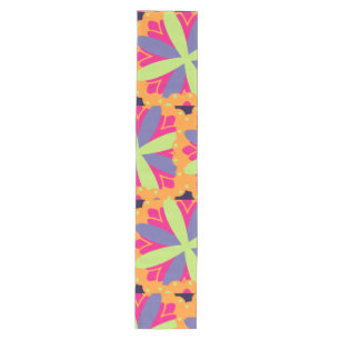Orange floral shapes illustration medium table runner