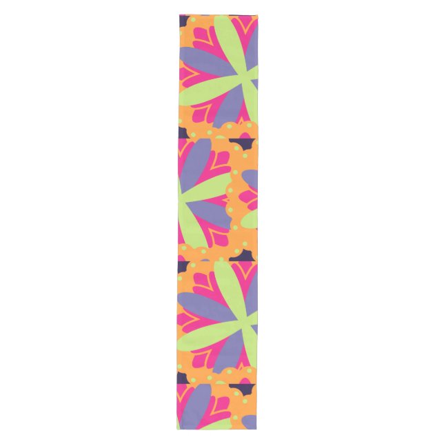 Orange floral shapes illustration medium table runner (Front)