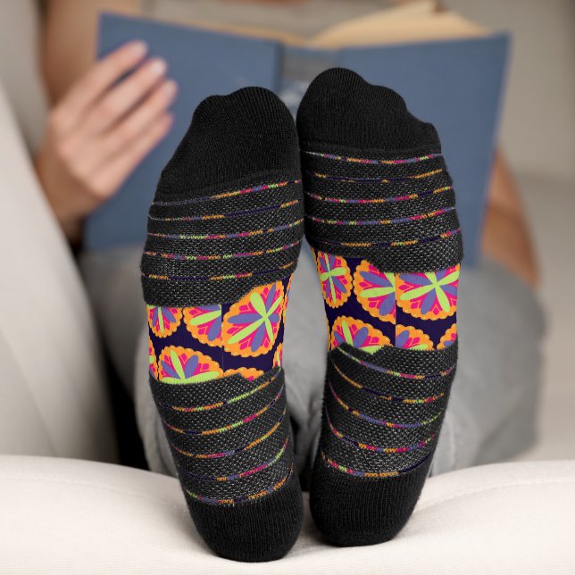 Orange floral shapes illustration socks (Bottom)
