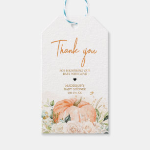 Orange Floral Sweet Little Pumpkin Favour Tags