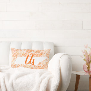 Orange Floral Tennessee Your State together "us" Lumbar Cushion