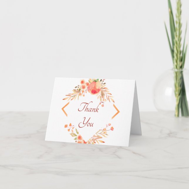 Orange floral   thank you card (Front)