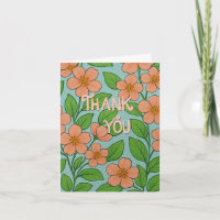 Orange Floral Thank You Card with Hand Lettering |
